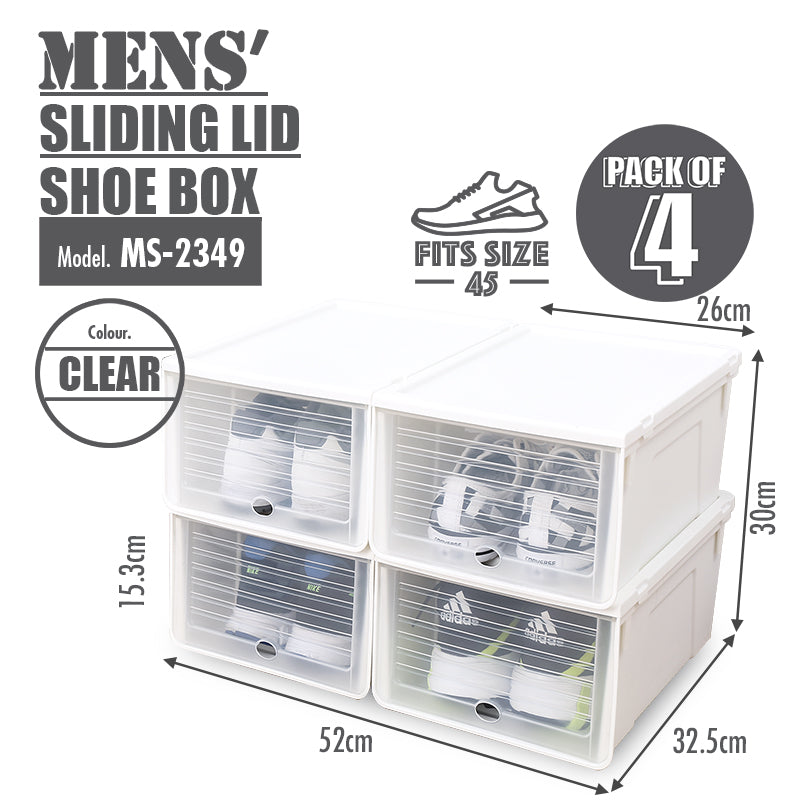 SoleMate - Sliding Lid 'Mens' Shoe Box (Pack of 4)